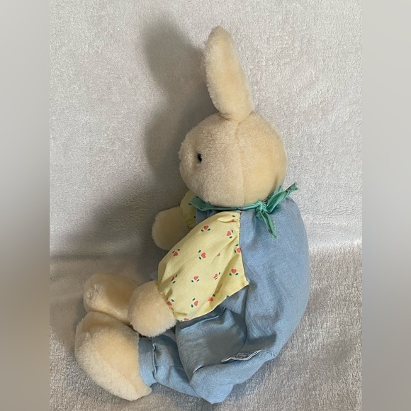 VTG Eden Bunny Rabbit Easter Plush Blue Romper Overalls Stuffed Toy 15” - Picture 4 of 13